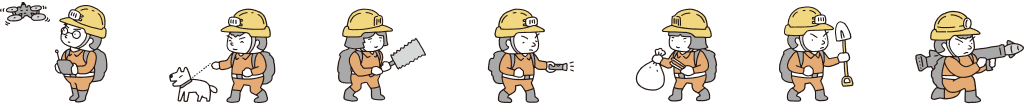 サイガイ防衛隊員7名のイラスト