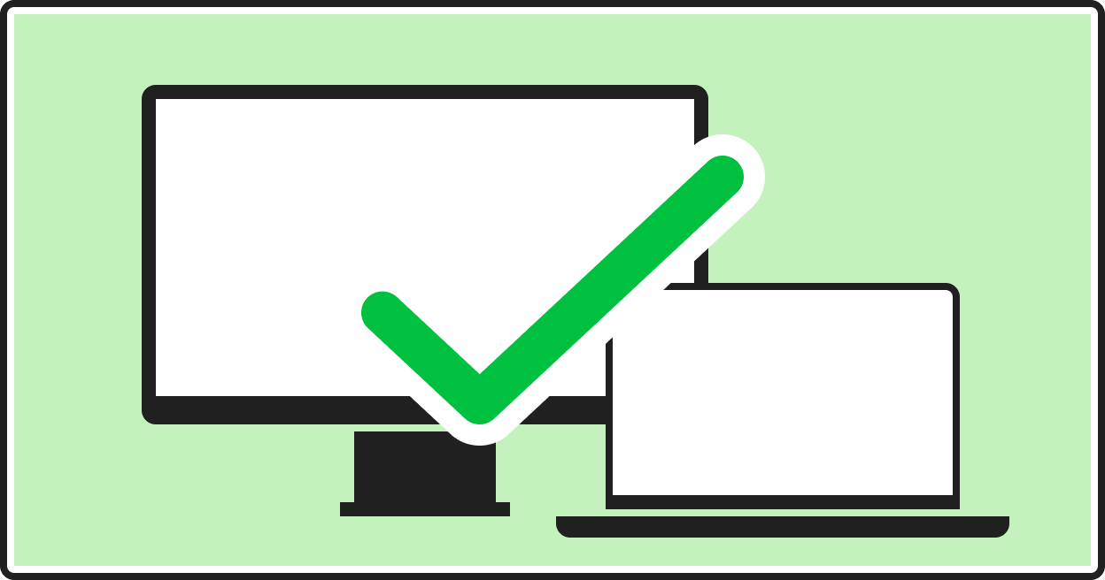 デスクトップpcとラップトップが対応していることを示すイラスト
