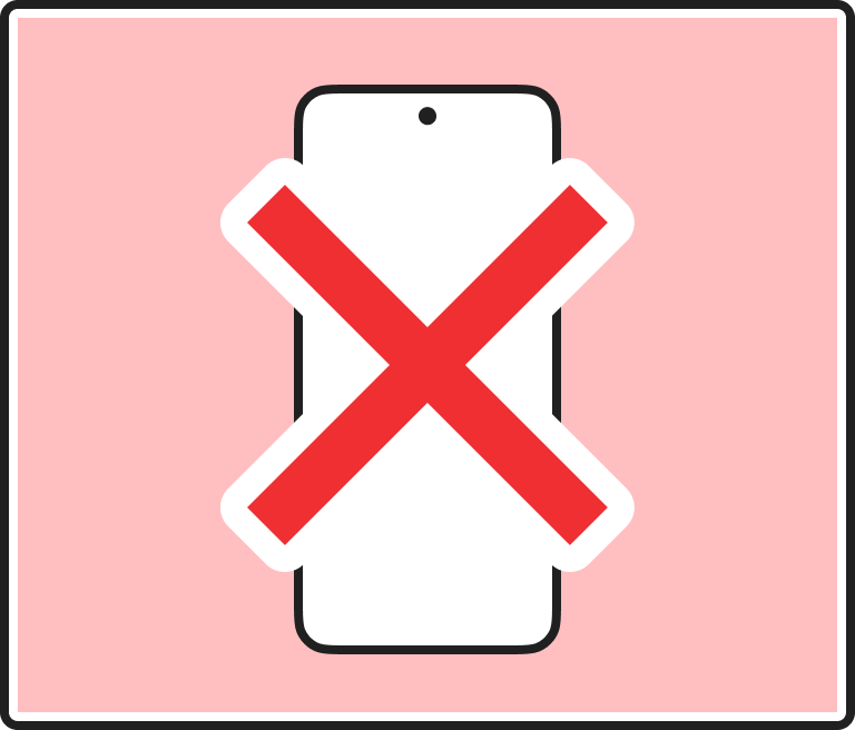 スマートフォンが対応していないことを示すイラスト